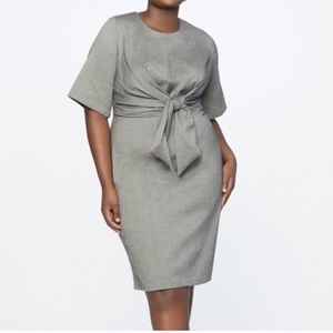 Eloquii gray tie front career dress NEW